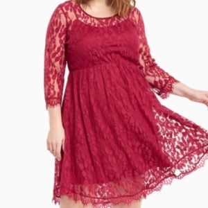Torrid burgundy lace midi size 14 dress